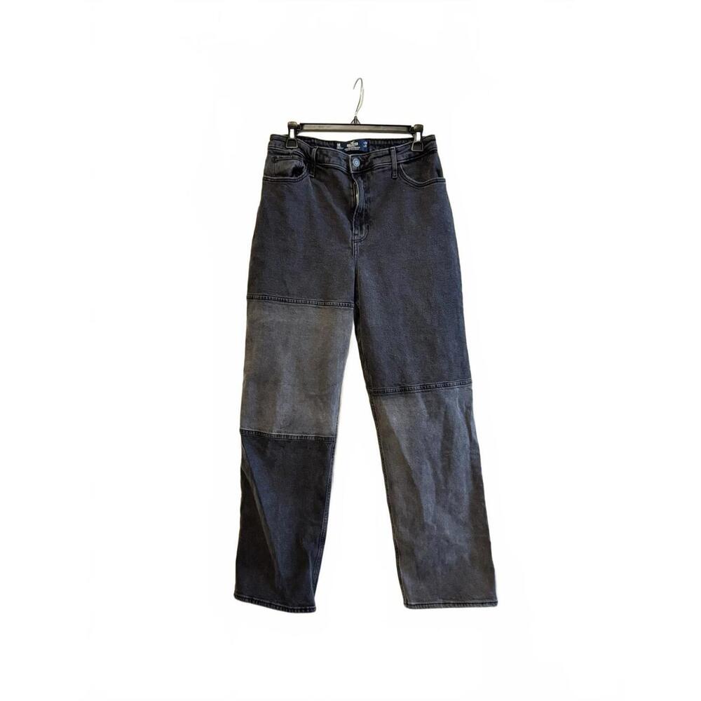 {SOLD} Hollister Ultra High Rise Black Patchwork Dad Denim Jeans- Size 8 - Picture 1 of 5